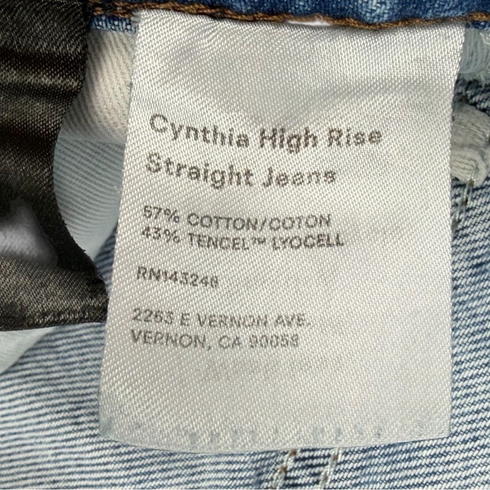 Reformation Perfectly Distressed Cynthia High-Rise Straight Jeans In Blue Sz 23 - Picture 7 of 12